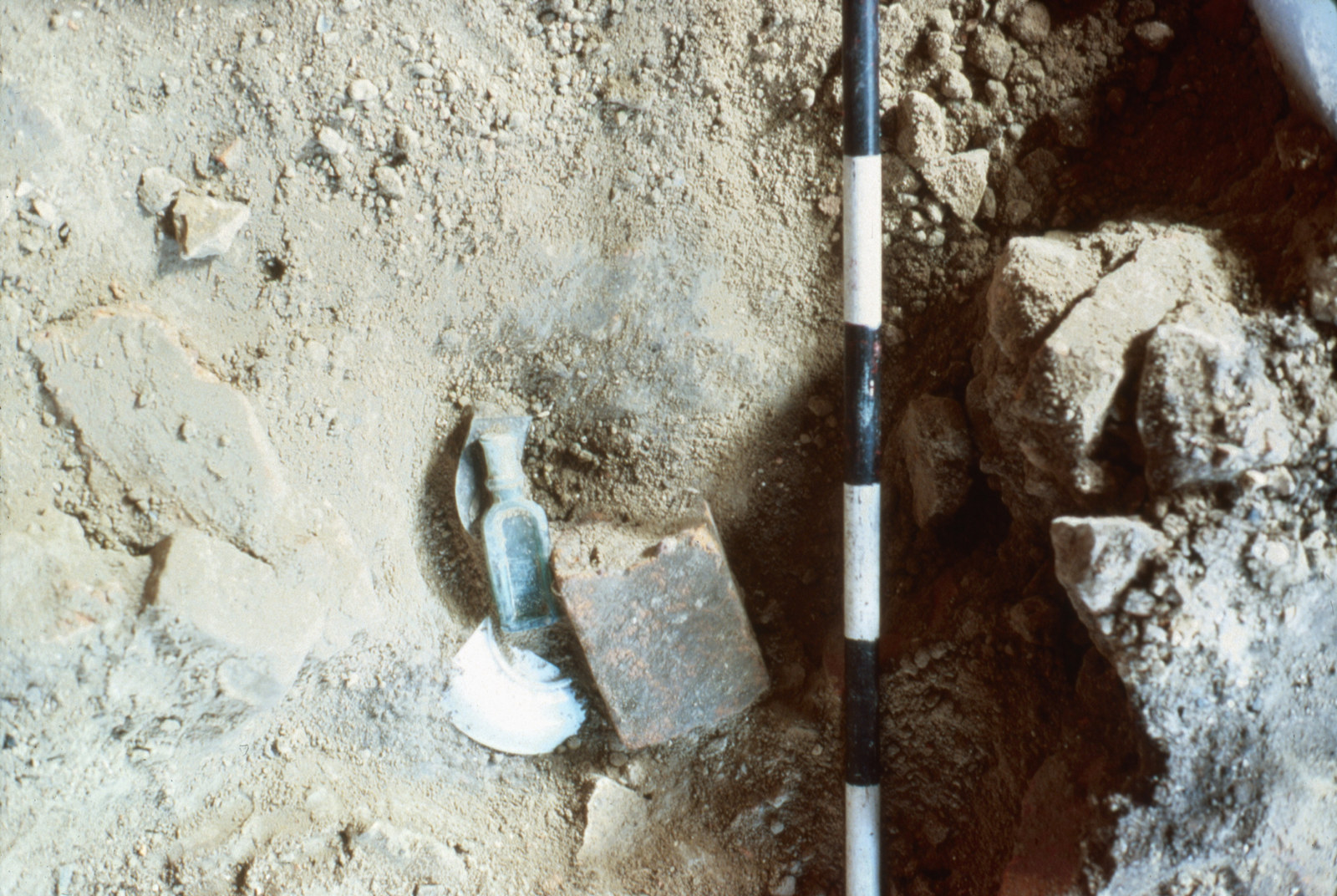 Finds in situ before excavation, ground floor of Hyde Park Barracks, 1981.