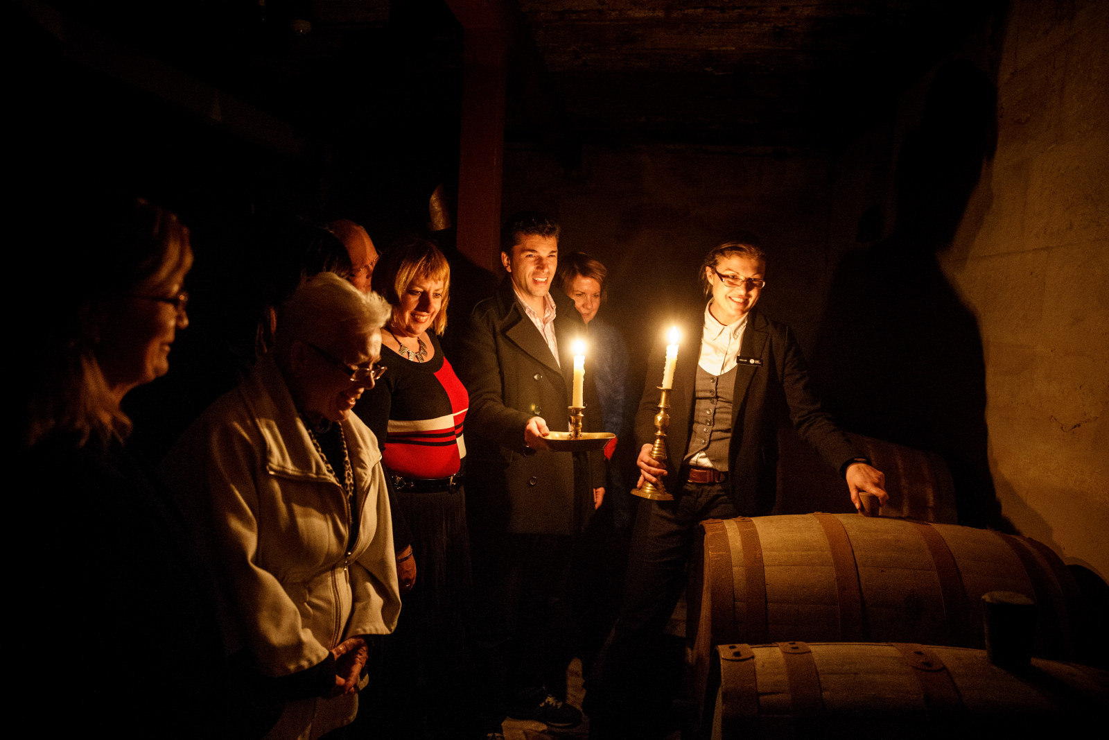 Visitor Services Office Karl Kelli Jo Baker, leading a nightlight tour through the cellar at Elizabeth Bay House