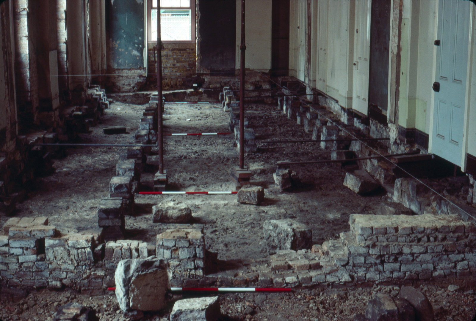 North-east ground floor room of Hyde Park Barracks after excavation, looking east, 1981. 
