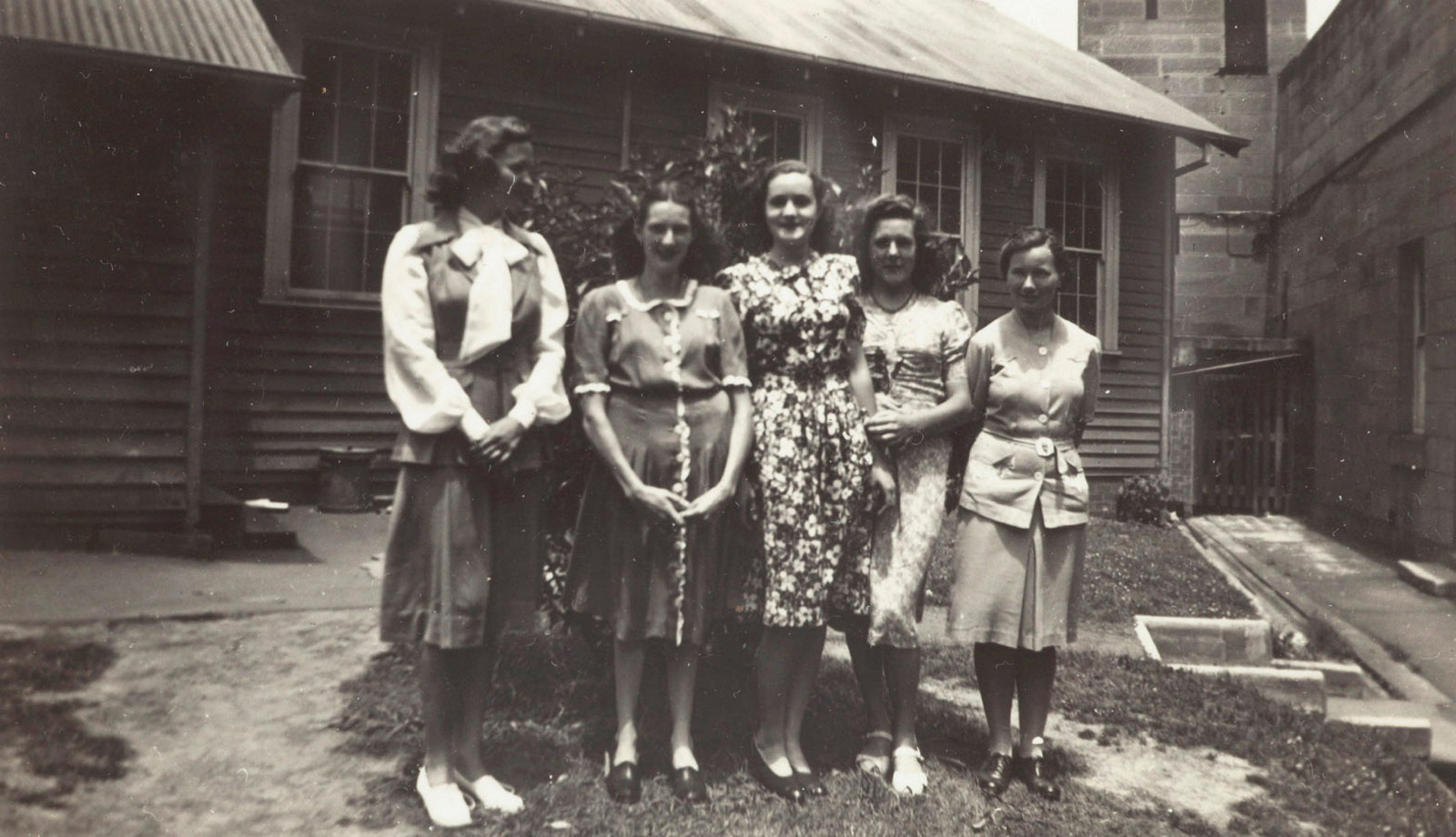 Helen Burgess (far right) with fellow students at East Sydney Technical College, mid 1940s